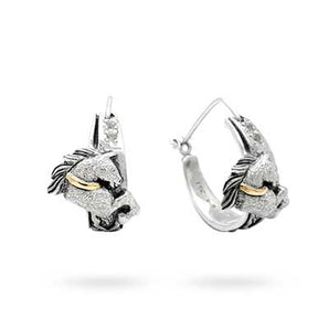 Gold & Silver Horse Hoop Earring Mega Mendung Motif