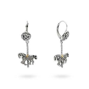 Gold and Silver Horse Earring, Lever Back