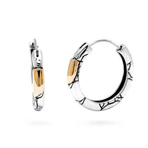 Gold and Silver Hoop Earring Small, Crocodile Motif