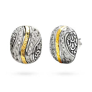 Gold & Silver Earring Cz Pave, Sisik Naga