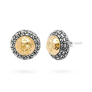 Gold & Silver Stud Earring, 18K Gold Sisik Naga