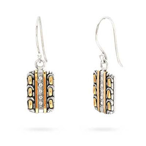Gold & Silver Earring White Topaz, Sisik Naga