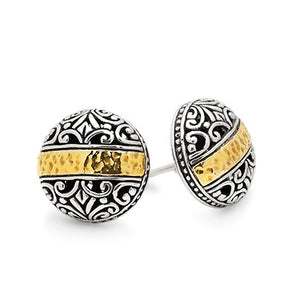 Gold & Silver Earring Zircon, Balinese Motif