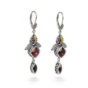 Gold & Silver Earring Garnet, Mega Mendung