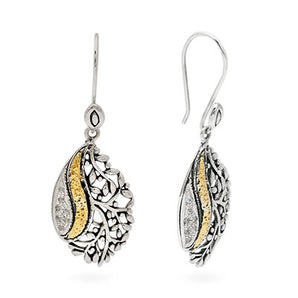 Silver Earring Tree of Life, Gold Accent