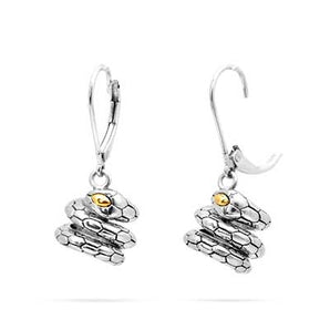 Silver & Gold Earring Black Mamba, Emerald Eyes