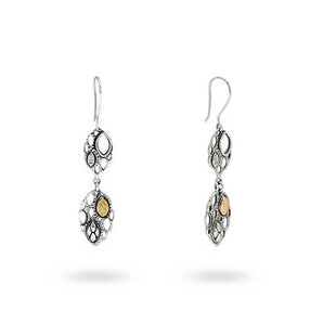 Gold & Silver Earring Marquise Water Rope, White Topaz
