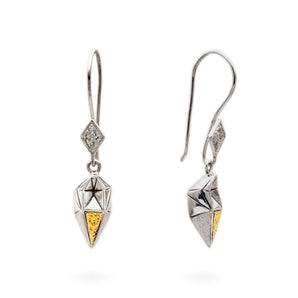 Gold & Silver Earring French Wire, White Topaz 18K Gold