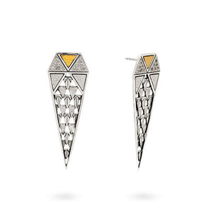 Gold & Silver Stud Earring, 18K Gold White Topaz