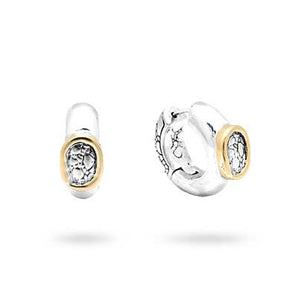 Gold Silver Hoop Earring Crocodile Skin Motif