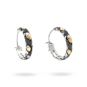 Gold & Silver Hoop Earring, Crocodile Skin