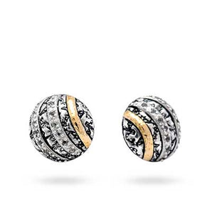 Gold & Silver Stud Earring 18K Gold, Plaster Motif