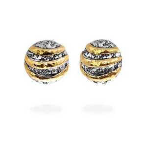 Silver & Gold Stud Earring, Plaster Texture