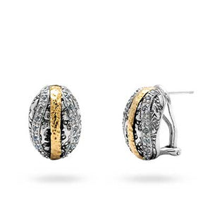 Gold & Silver Earring 18K Gold, Plaster Motif