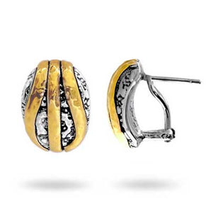 Silver & Gold Earring 18K Gold, Plaster Texture