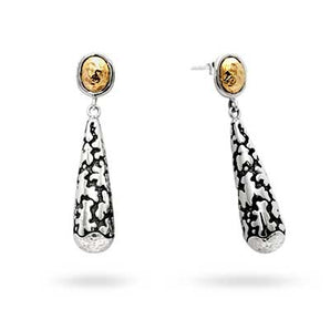 Silver & Gold Stud Earring 18K Gold, Plaster Texture