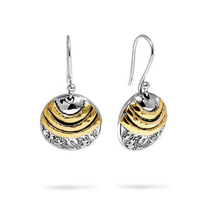 Silver & Gold Earring 18K Gold Accent, Plaster Texture