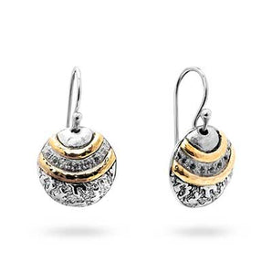 Silver & Gold Earring 18K Gold, Plaster Texture French Wire