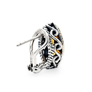Gold & Silver Earring Citrine Marquise, Omega Clasp