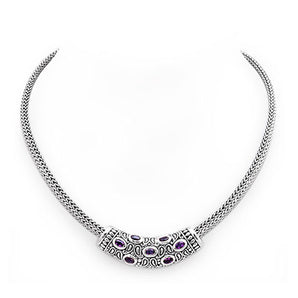 Silver Necklace Bali Motif Tulang Naga Chain Amethyst
