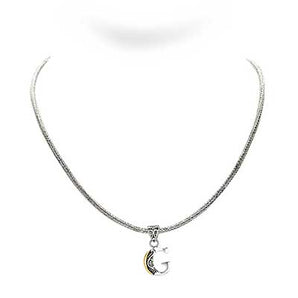 Gold & Silver Necklace Letter G, Tulang Naga 2.5mm