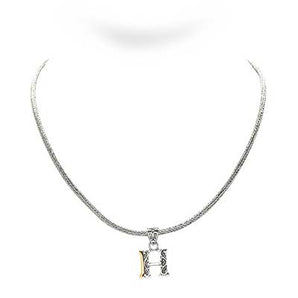 Gold & Silver Necklace Letter H, Tulang Naga 2.5mm