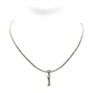 Gold & Silver Necklace Letter I, Tulang Naga 2.5mm