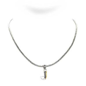 Gold & Silver Necklace Letter J, Tulang Naga 2.5mm
