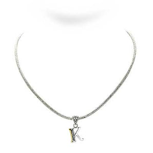 Gold & Silver Necklace Letter K, Tulang Naga 2.5mm