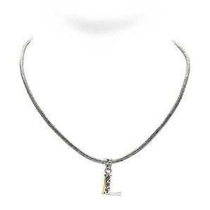 Gold & Silver Necklace Letter L, Tulang Naga 2.5mm