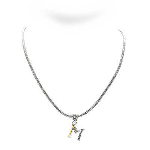 Gold & Silver Necklace Letter M, Tulang Naga 2.5mm