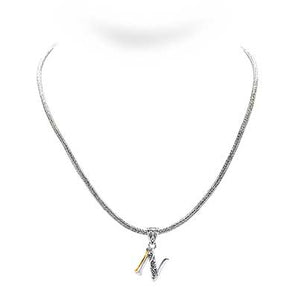 Gold & Silver Necklace Letter N, Tulang Naga 2.5mm