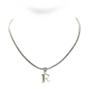 Gold & Silver Necklace Letter R, Tulang Naga 2.5mm