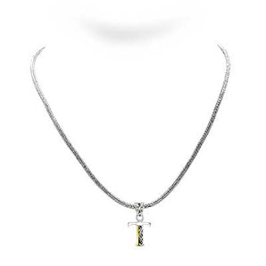 Gold & Silver Necklace Letter T, Tulang Naga 2.5mm
