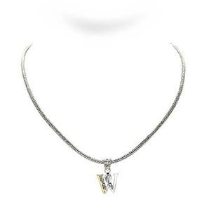 Gold & Silver Necklace Letter W, Tulang Naga 2.5mm