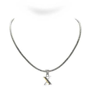 Gold & Silver Necklace Letter X, Tulang Naga 2.5mm