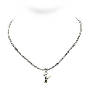 Gold & Silver Necklace Letter Y, Tulang Naga 2.5mm
