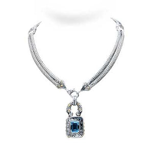 Gold Silver Necklace Crocodile Motif Blue Topaz Double Tulang Naga Chain