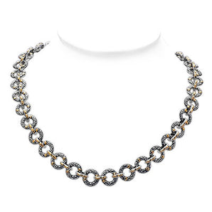 Gold & Silver Necklace Round Links, Bali Motif