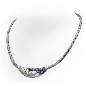 Gold & Silver Necklace Amethyst, Crocodile Collection