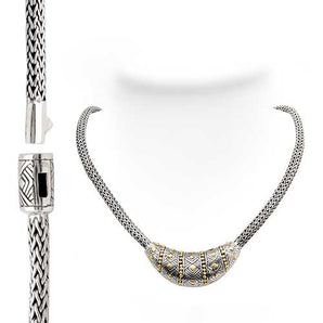 Gold & Silver Necklace Balinese Woven, Tulang Naga 4x6