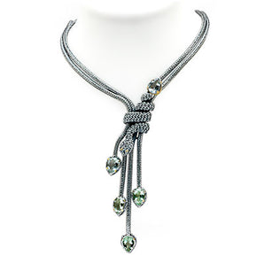 Silver & Gold Necklace Balinese Jawan, White Topaz