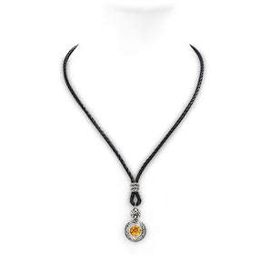 Silver & Gold Necklace Citrine Honeyquartz, Celtic Motif
