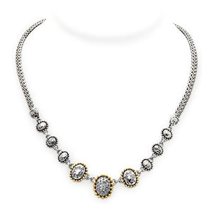 Gold & Silver Necklace Plaster Motif, 18K Gold Bezel 3x5