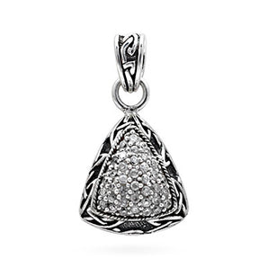 Silver Pendant Trillion, White CZ Pave