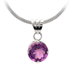 Silver Pendant Plain, Amethyst Quartz