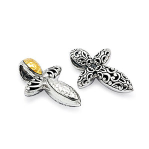 Gold & Silver Cross Pendant, 18K Gold