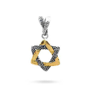 Gold & Silver Pendant Star of David, Bali Motif