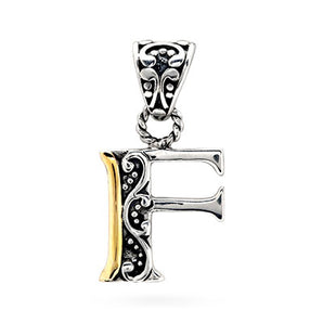 Gold & Silver Pendant Alphabet, Letter F