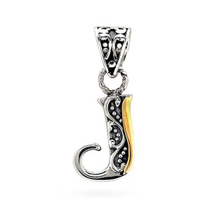 Gold & Silver Pendant Alphabet, Letter J